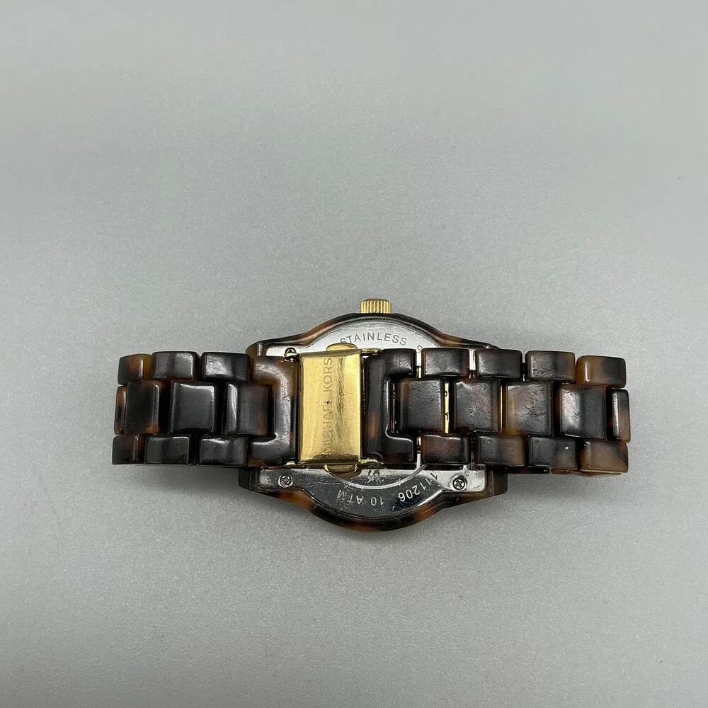 Michael Kors Womens Watch 37mm Abalone Dial Faux Tortoise MK-5038 New Battery 6